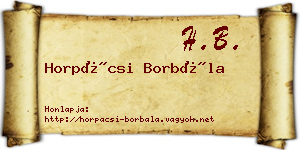 Horpácsi Borbála névjegykártya